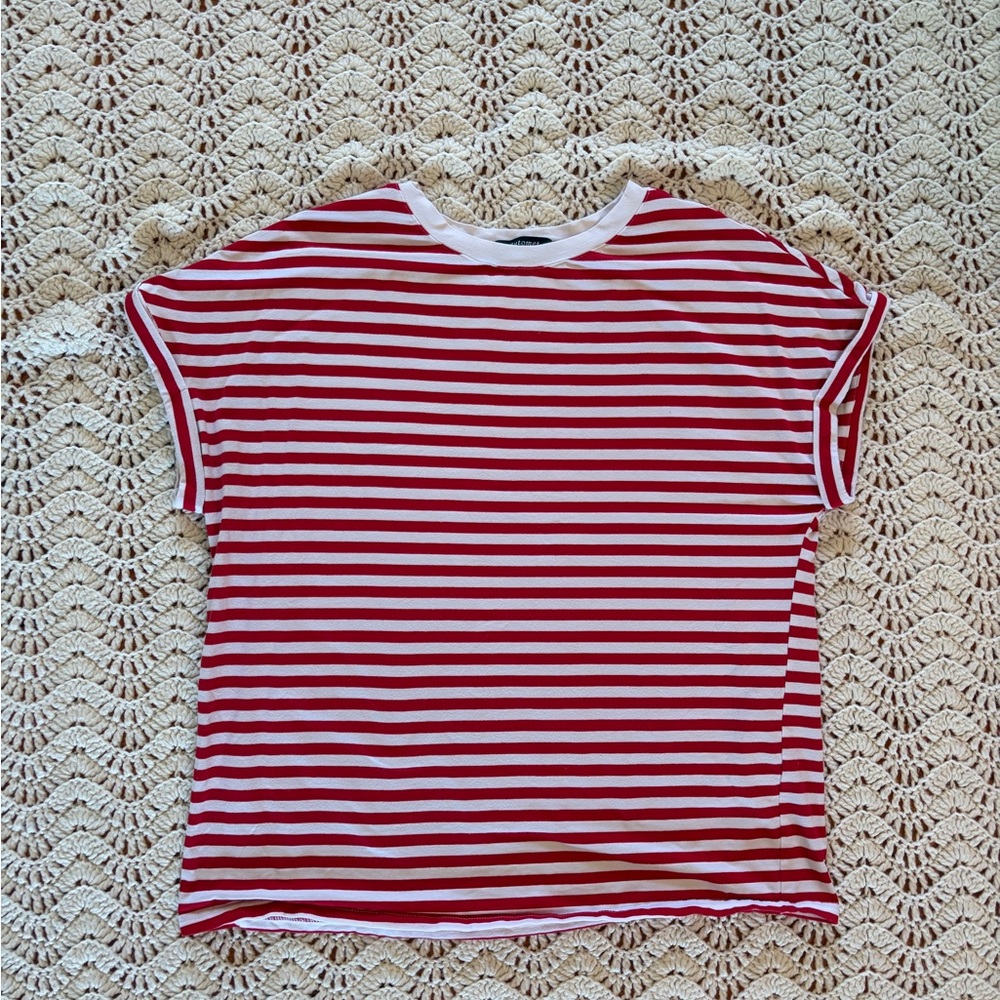 Red and White Striped Tee